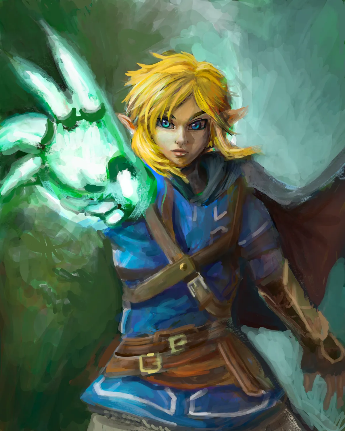 Link raising a glowing green hand