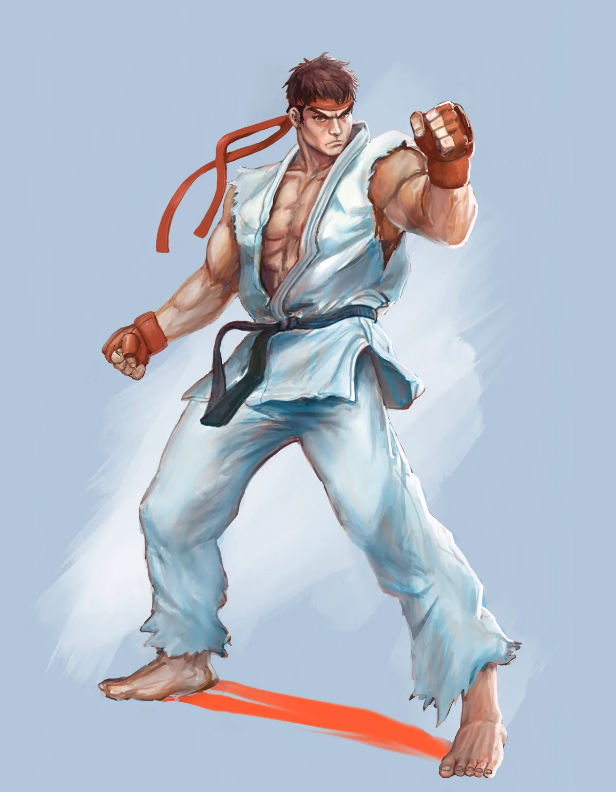 Ryu from Street Fighter in his white gi, in a fighting stance