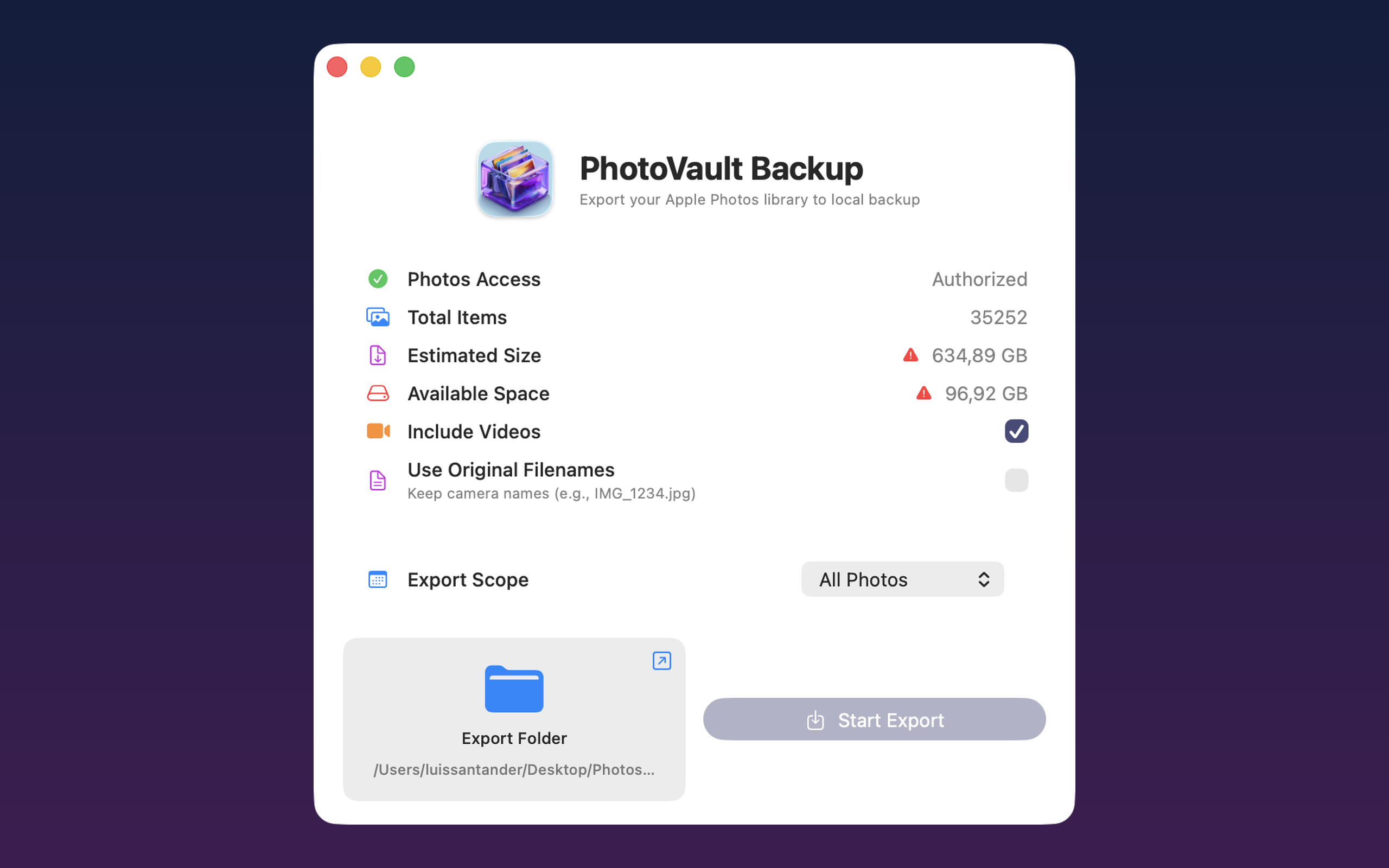 PhotoVault Backup screenshot